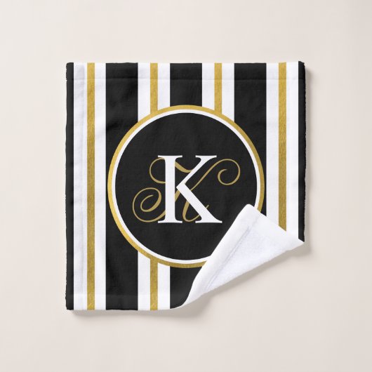 Monogram voor gepersonaliseerde Elegant Black & Go Washandje (Wasdoekje)