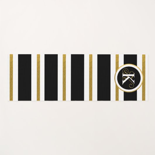Monogram voor gepersonaliseerde Elegant Black & Go Yogamat (Voorkant (horizontaal))