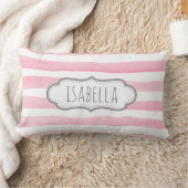 Monogram voor gepersonaliseerde Girly Pink Stripes Kussen (Deken)