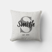 Monogram voor gepersonaliseerde grijze en zwarte f kussen (Voorkant)