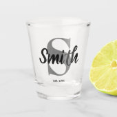 Monogram voor gepersonaliseerde grijze en zwarte f shot glas (Voorkant)