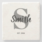 Monogram voor gepersonaliseerde grijze en zwarte f stenen onderzetter (Voorkant)