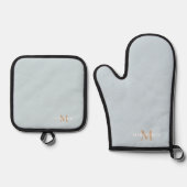 Monogram voor gepersonaliseerde naam ovenwant & pannenlap set (Voorkant)