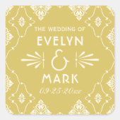  monogram voor gouden en ivoren kunst vierkante sticker (Voorkant)