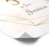 Monogram voor gouden en roze roze rozen Baby Poster (Hoek)