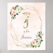 Monogram voor gouden en roze roze rozen Baby Poster (Voorkant)