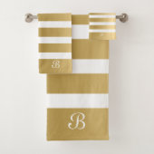 Monogram voor gouden en witte strepen bad handdoek (Insitu)