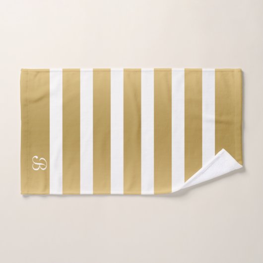 Monogram voor gouden en witte strepen bad handdoek (Handdoek)