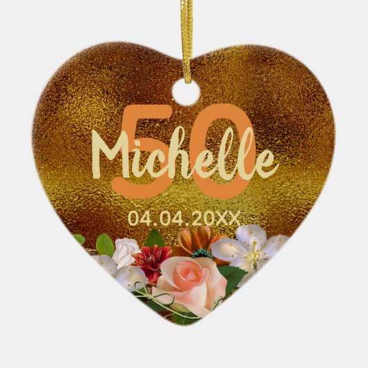 Monogram voor goudfloralen keramisch ornament (Voorkant)