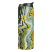 Monogram voor groene en gouden Agate Marmer Abstra Thermosbeker (Gedraaid links)