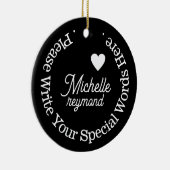 Monogram voor haar met aangepaste naam keramisch ornament (Rechts)