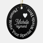 Monogram voor haar met aangepaste naam keramisch ornament (Links)