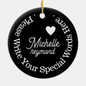 Monogram voor haar met aangepaste naam keramisch ornament (Achterkant)