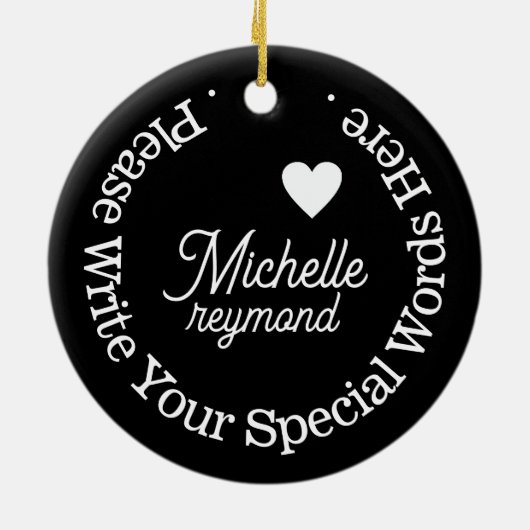 Monogram voor haar met aangepaste naam keramisch ornament (Achterkant)