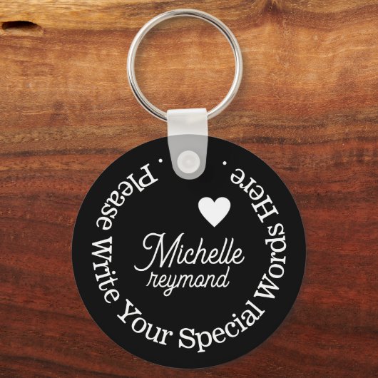 Monogram voor haar met aangepaste naam sleutelhanger (Achterkant)