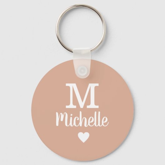 monogram voor haar met aangepaste tekst roze liefd sleutelhanger (Achterkant)