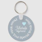 Monogram voor haar met de douanenaam Dusty Blue Sleutelhanger (Achterkant)