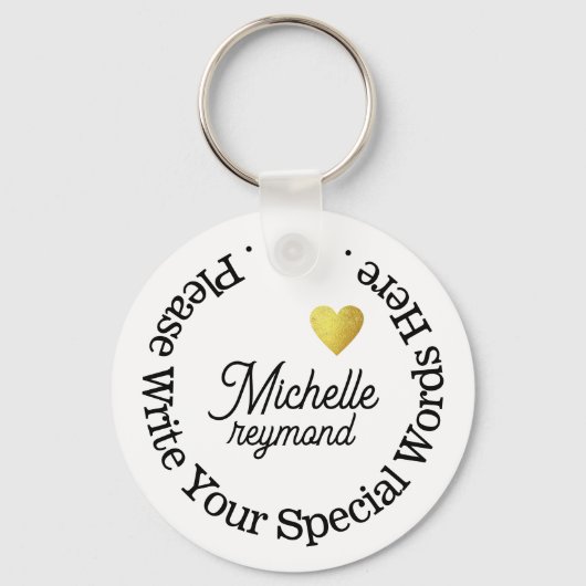 Monogram voor haar met de Witte Naam van de Douane Sleutelhanger (Achterkant)