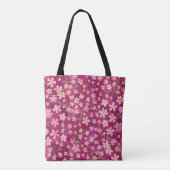 Monogram voor haar vrolijke bloemenroze en Roos Tote Bag (Achterkant)