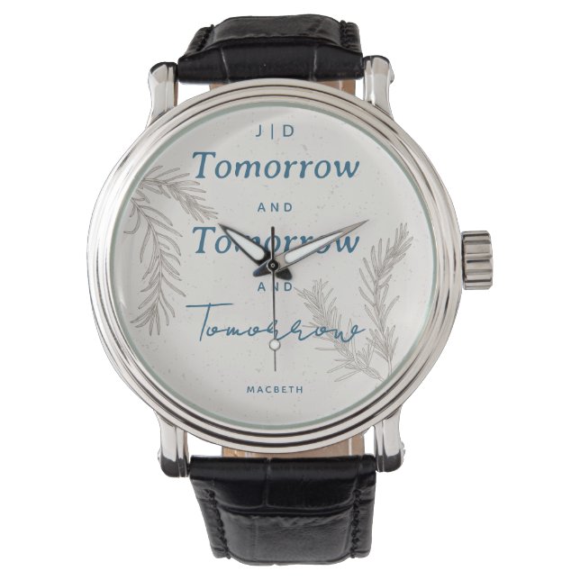 Monogram voor hem Modern Elegant Shakespeare Quote Horloge (Voorkant)