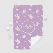 Monogram voor het bunny Rabbit Pastel Pattern Golfhanddoek (Insitu)