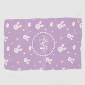 Monogram voor het bunny Rabbit Pastel Pattern Golfhanddoek (Horizontaal)