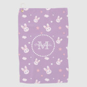 Monogram voor het bunny Rabbit Pastel Pattern Golfhanddoek (Voorkant)