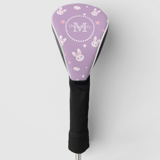 Monogram voor het bunny Rabbit Pastel Pattern Golfheadcover (Voorkant)