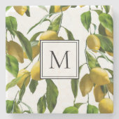 monogram voor het citroenpatroon stenen onderzetter (Voorkant)