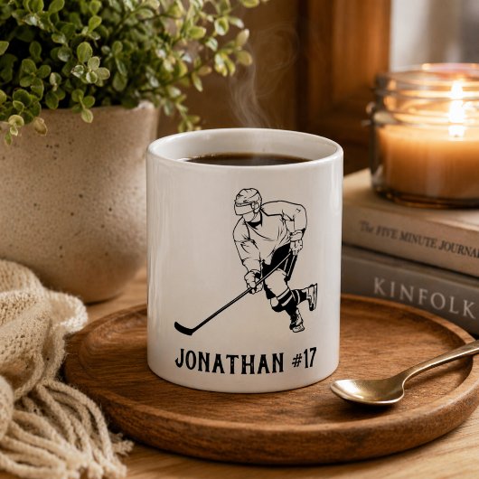 Monogram voor ijshockeyspeler koffiemok