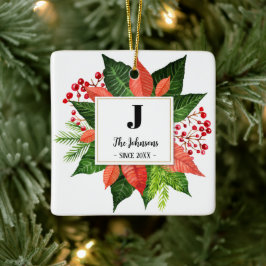 Monogram voor kerstfamilie keramisch ornament