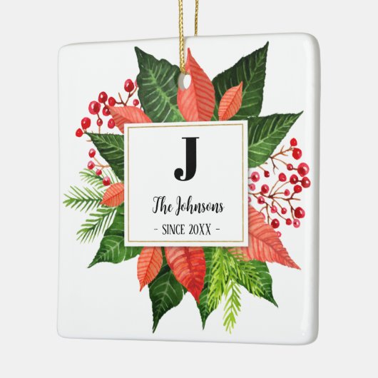 Monogram voor kerstfamilie keramisch ornament (Links)