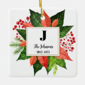Monogram voor kerstfamilie keramisch ornament (Voorkant)