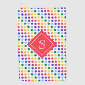Monogram voor Kinder regenboogregenboog Stippen Golfhanddoek (Voorkant)