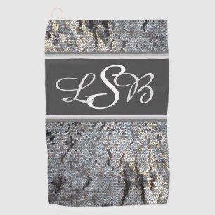 Monogram voor Kleine Grijze Tegel van Snakeskin Pa Golfhanddoek