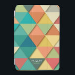 Monogram voor kleurrijke geometrische driehoeken iPad mini cover<br><div class="desc">Moderne,  kleurrijke geometrische patronen met getextureerde driehoeken. Pas uw initiaal aan.</div>