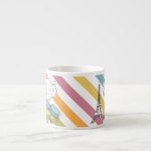 Monogram voor kleurrijke Parijse Macarons Eiffel T Espresso Kop (Voorkant)