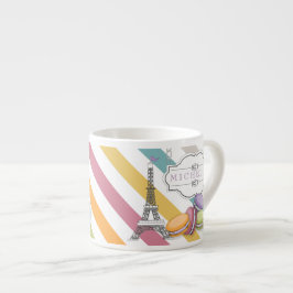 Monogram voor kleurrijke Parijse Macarons Eiffel T Espresso Kop