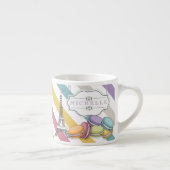 Monogram voor kleurrijke Parijse Macarons Eiffel T Espresso Kop (Rechts)