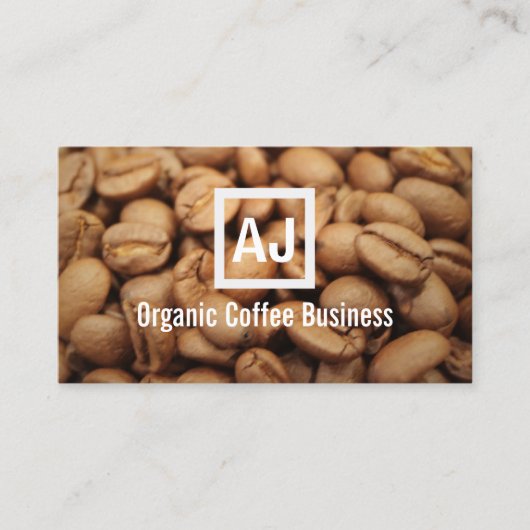 Monogram voor koffie - shop Organic Coffee Beans Visitekaartje (Voorkant)