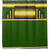 Monogram voor kunstdeco luxegoud en groen douchegordijn (Voorkant)