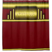Monogram voor kunstdeco luxegoud en maroon douchegordijn (Voorkant)