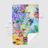 Monogram voor levende vogels en bloemen golfhanddoek (Insitu)