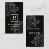 Monogram voor Makeup- en Haarstylist Elegant Dark  Visitekaartje (Voorkant / Achterkant)