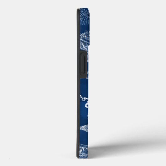 Monogram voor marineblauw Waterverf oceaan Case-Mate iPhone Case (Achterkant / Rechts)