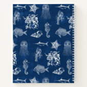 Monogram voor marineblauw Waterverf oceaan Notitieboek (Achterkant)