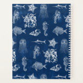 Monogram voor marineblauw Waterverf oceaan Planner (Achterkant)