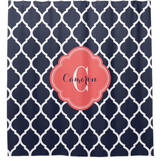 Monogram voor marinescheepvaart en koraal Marokkaa Douchegordijn (Voorkant)