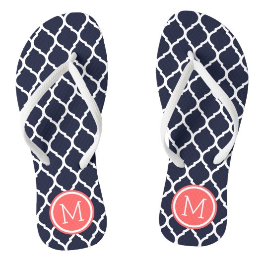 Monogram voor marinescheepvaart en koraal Marokkaa Teenslippers (Voetbed)