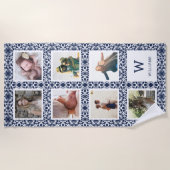 Monogram voor marinesolling & witte patterische fo strandlaken (Voorkant)